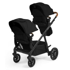 Ickle Bubba VIRGO Twin Pram Pushchair Bundle - Black, shown with two seat units in parent-facing  mode
