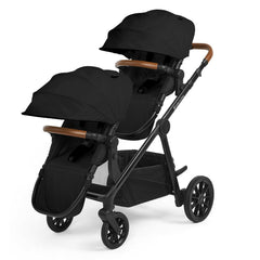 Ickle Bubba VIRGO Twin Travel System - Black - showing the double pushchair in forward-facing mode