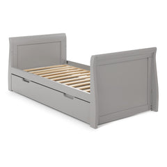 Obaby Stamford Sleigh Cot Bed with Drawer (Warm Grey) - shown here as the junior bed