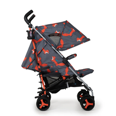 Cosatto Supa 3 Stroller Charcoal Mister Fox Sideview with extended Hood