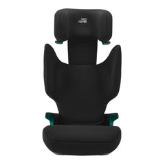 Britax Adventure Plus 2 i-Size Highback Booster Car Seat - Space Black - front view, with headrest fully raised