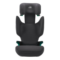 Britax Adventure Plus 2 i-Size Highback Booster Car Seat - Midnight Grey - front view, with headrest fully raised