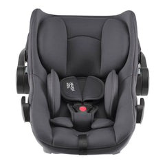 Britax Baby-Safe Core i-Size Car Seat - Mineral Grey - front view with canopy lowered