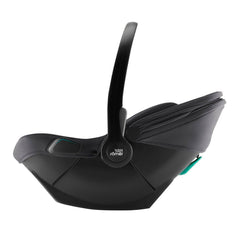 Britax Baby-Safe Core i-Size Car Seat - Mineral Grey - side view with canopy lowered