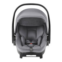 Britax Baby-Safe Core i-Size Car Seat - Frost Grey - front view with carrying handle raised