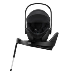 Britax Baby-Safe PRO i-Size Car Seat - Space Black - side view, fitted to optional ISOFIX base with seat turned towards car door