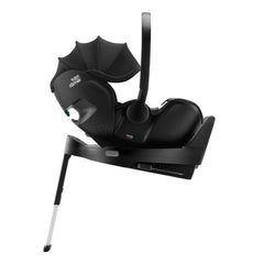Britax Baby-Safe PRO i-Size Car Seat - Space Black - side view, fitted to optional ISOFIX base