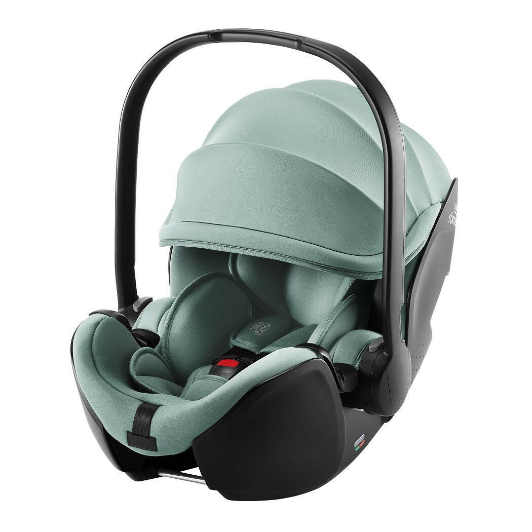 Britax Baby-Safe PRO i-Size Car Seat - Jade Green - front view, with hood extended