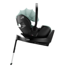 Britax Baby-Safe PRO i-Size Car Seat - Jade Green - side view, fitted to optional ISOFIX base