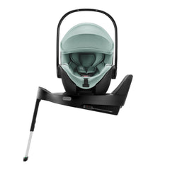 Britax Baby-Safe PRO i-Size Car Seat - Jade Green - side view, fitted to optional ISOFIX base with seat turned towards car door