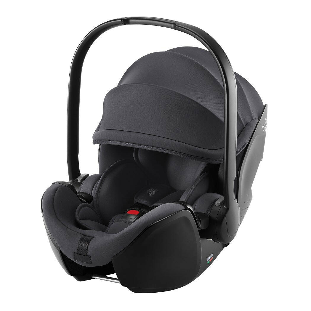 Britax Baby-Safe PRO i-Size Car Seat - Midnight Grey - front view, with hood extended