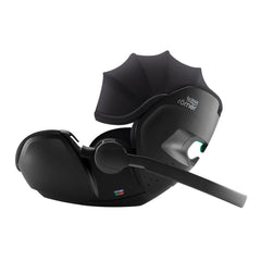 Britax Baby-Safe PRO i-Size Car Seat - Midnight Grey - side view, with hood extended
