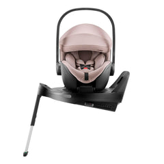 Britax Baby-Safe PRO i-Size Car Seat - Dusty Rose - side view, fitted to optional ISOFIX base with seat turned towards car door