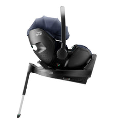 Britax Baby-Safe PRO i-Size Car Seat - Night Blue - side view, fitted to optional ISOFIX base