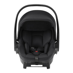 Britax Baby-Safe Core i-Size Car Seat - Space Black - front view with carrying handle raised