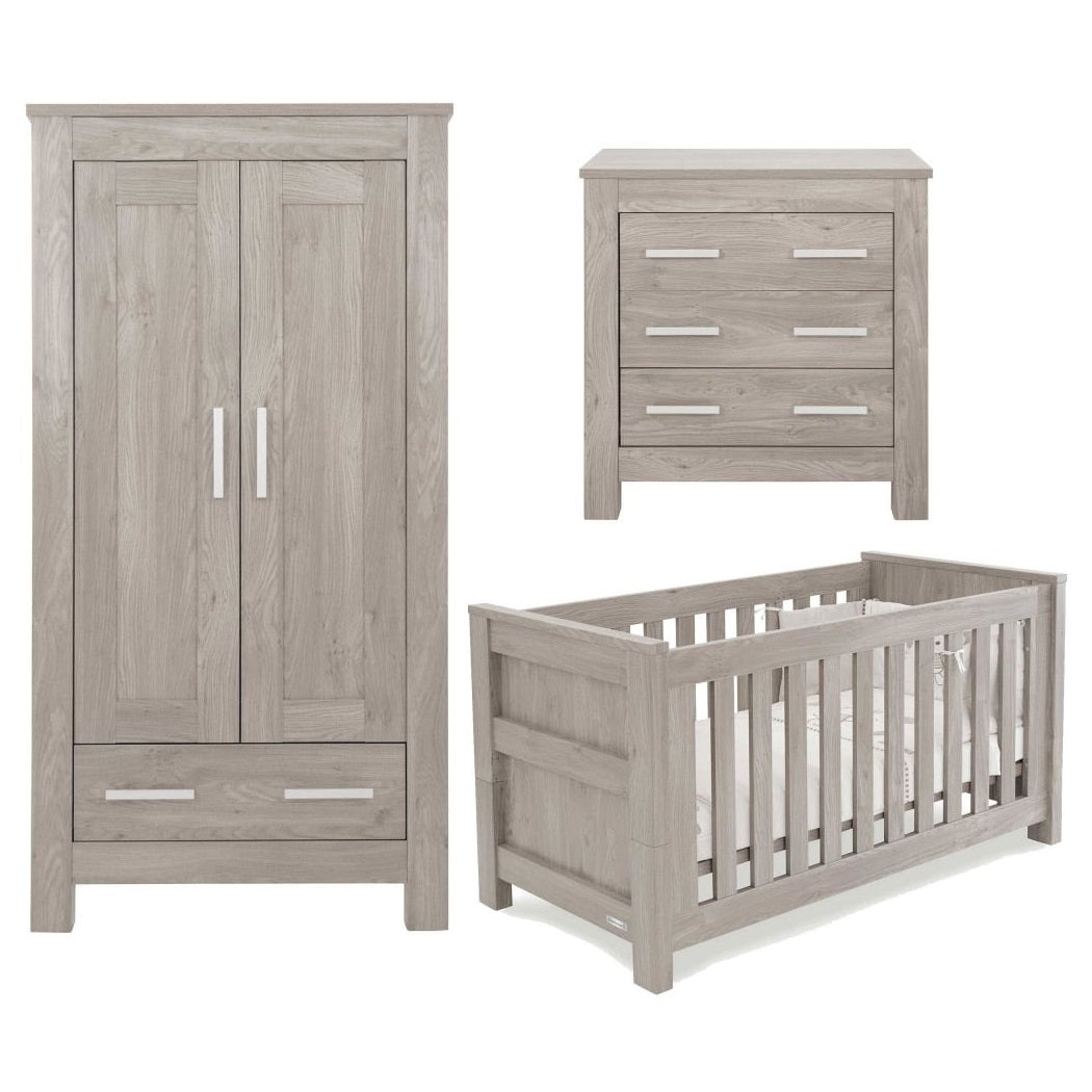 Babystyle Bordeaux Nursery Furniture Set - Ash - 3 Piece Free Mattress