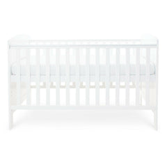 Ickle Bubba Coleby Classic Cot Bed - White - side view, with mattress at highest level