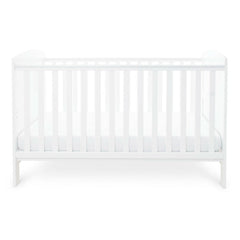 Ickle Bubba Coleby Classic Cot Bed - White - side view, with mattress at lowest level