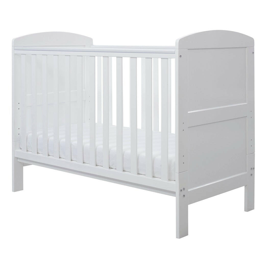 Ickle Bubba Coleby MINI Cot Bed - White - quarter view (mattress not included, available separately)