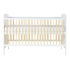 Ickle Bubba Coleby Scandi Classic Cot Bed - White - side view - mattress base at highest level