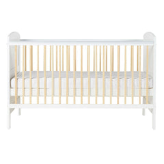 Ickle Bubba Coleby Scandi Classic Cot Bed - White - side view - mattress base at middle level