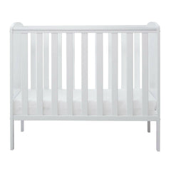 Ickle Bubba Coleby Space Saver Cot - White - side view, with mattress base at lowest level
