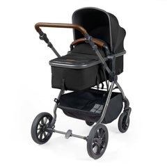 Ickle Bubba Cosmo All-in-One i-Size Travel System with ISOFIX Base - Black - showing the pram