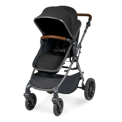 Ickle Bubba Cosmo All-in-One i-Size Travel System with ISOFIX Base - Black - showing the forward-facing pushchair