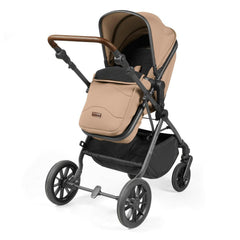 Ickle Bubba Cosmo All-in-One i-Size Travel System with ISOFIX Base - Desert - showing the parent-facing pushchair