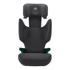 Britax Discovery Plus 2 i-Size Highback Booster Car Seat - Midnight Grey - front view, with headrest fully raised