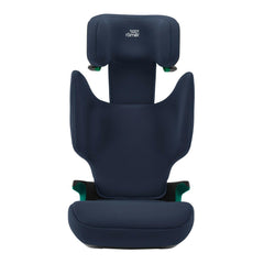 Britax Discovery Plus 2 i-Size Highback Booster Car Seat - Night Blue - front view, with headrest fully raised