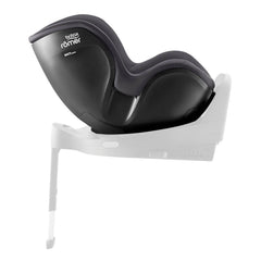 Britax DualFix 5Z Car Seat - Classic Deep Grey - side view, rear-facing and fitted to the ISOFIX base