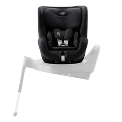 Britax DualFix 5Z Car Seat - Style Carbon Black - side view, rotated to car door and fitted to the ISOFIX base