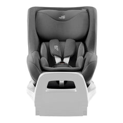 Britax DualFix 5Z Car Seat - Style Mineral Grey - front view, rear-facing and fitted to the ISOFIX base