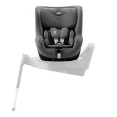 Britax DualFix 5Z Car Seat - Style Mineral Grey - side view, rotated to car door and fitted to the ISOFIX base