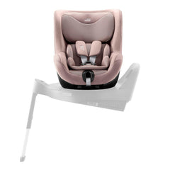 Britax DualFix 5Z Car Seat - Style Dusty Rose - side view, rotated to car door and fitted to the ISOFIX base