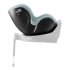 Britax DualFix 5Z Car Seat - Style Harbor Blue - side view, rear-facing and fitted to the ISOFIX base