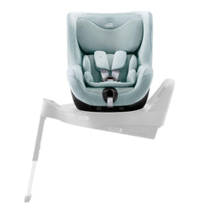 Britax DualFix 5Z Car Seat - Style Harbor Blue - side view, rotated to car door and fitted to the ISOFIX base