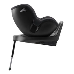 Britax Dualfix M Plus 360 Rotating i-Size Car Seat - Midnight Grey - side view, rear-facing and reclined