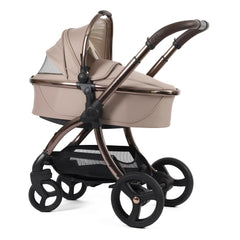egg3 Luxury Bundle (Houndstooth Almond ) - showing the carrycot and chassis together as the pram