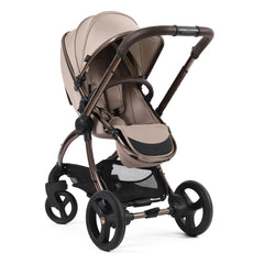egg3 Luxury Bundle (Houndstooth Almond ) - showing the seat unit and chassis together as the pushchair in parent-facing mode