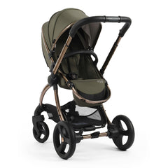 egg3 Luxury Bundle (Hunter Green) - showing the seat unit and chassis together as the parent-facing pushchair