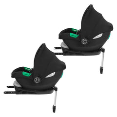 Ickle Bubba VIRGO Twin Travel System - showing the included Cirrus car seats with their ISOFIX bases