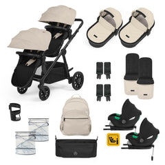Ickle Bubba VIRGO Twin Travel System - Stone - showing the items included in this bundle