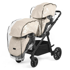 Ickle Bubba VIRGO Growing Family - Travel System - Stone - shown with included rain covers