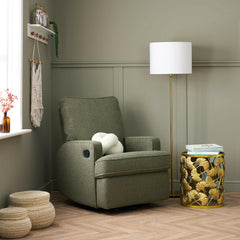 Obaby Madison Swivel Glider Recliner Chair (Teddy Olive) - lifestyle image (accessories not included)