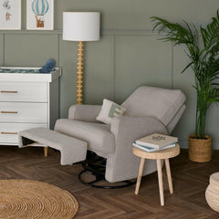 Obaby Madison Swivel Glider Recliner Chair (Teddy Truffle) - lifestyle image (accessories not included)
