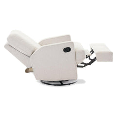 Obaby Madison Swivel Glider Recliner Chair (Boucle) - side view, showing the chair fully reclined