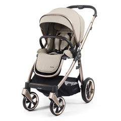BabyStyle Oyster 3 Champagne LUXURY Bundle (Creme Brulee) - showing the pushchair in forward-facing mode