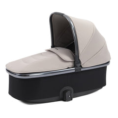 BabyStyle Oyster 3 Gunmetal ESSENTIAL Bundle (Stone) - showing the carrycot with its hood and apron